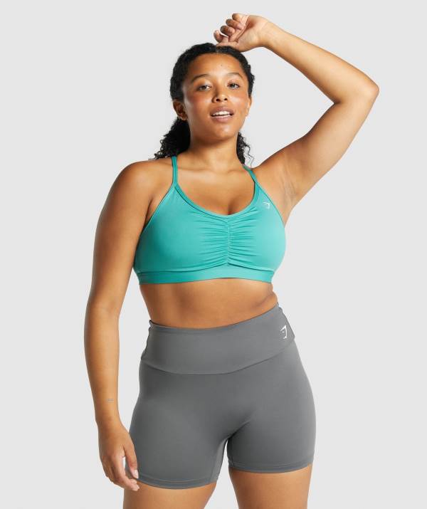 Damske Športové Podprsenky Gymshark Ruched Tyrkysové | DK1048725